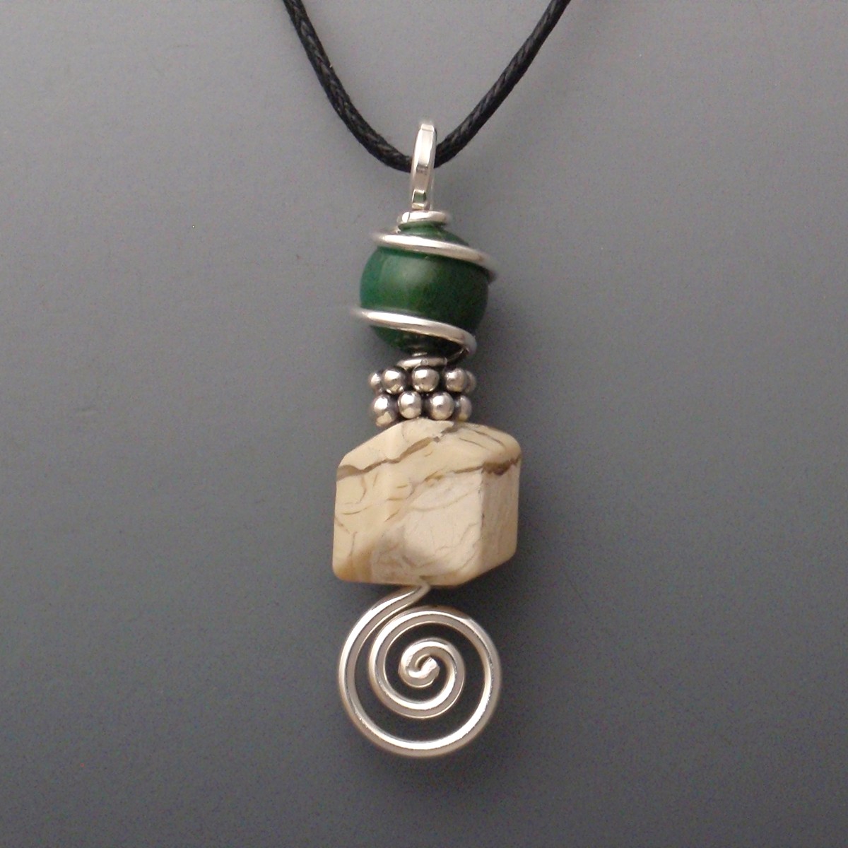 African Opal & Jade Pendant - BJChristian Designs Jewelry - Beauty For