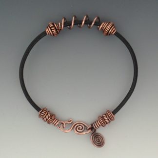 Copper Leather Bracelet, brc-151