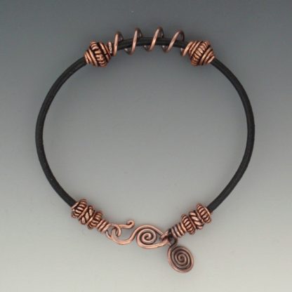 Copper Leather Bracelet, brc-151