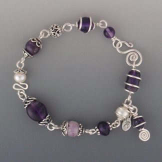 Purples & Pearls Bracelet, brs-136