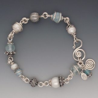 Aquamarine & Pearls Bracelet, brs-154
