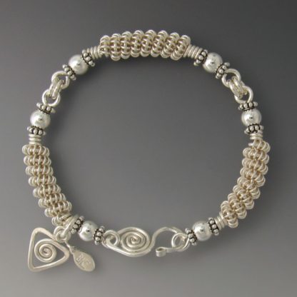 Silver Glow Linked/Bangle Combo Bracelet, brs-54