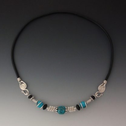 Turquoise & Black Onyx Choker, chs-119