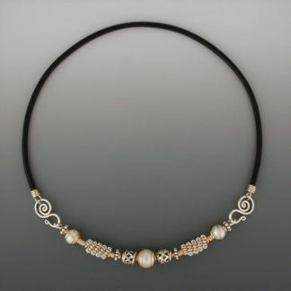 Pearls Choker in Silver & Gold, chsg-97