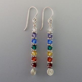 7 Chakra Crystals Earrings in Silver, ers-251