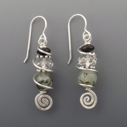 Prehnite, Quartz, Onyx Earrings, ers-287