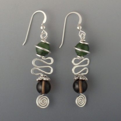 Jade, Smoky Quartz Earrings, ers-297