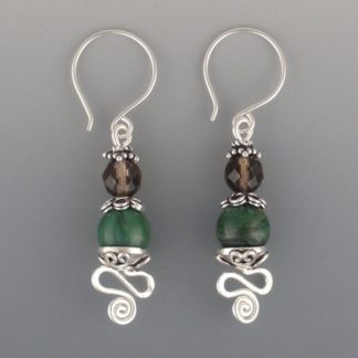 Jade & Smoky Quartz Earrings, ers-349