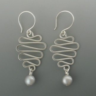 Gray Pearl Waves Earrings, ers-352