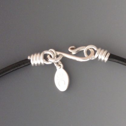 Silver Leather Necklace, nks-103, clasp