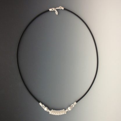 Silver Leather Necklace, nks-103, full view