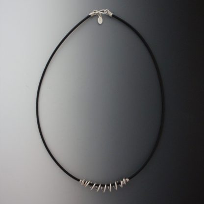 Silver Leather Necklace, nks-105, full view