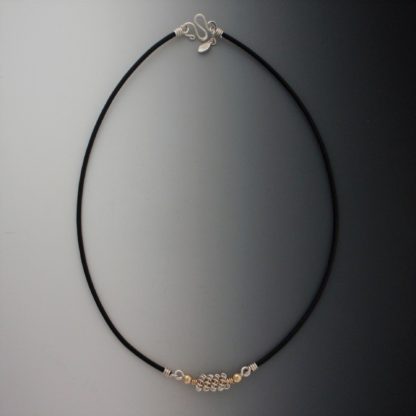 Silver and Gold Leather Necklace, nksg-106 full view