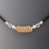 Silver and Gold Leather Necklace, nksg-107