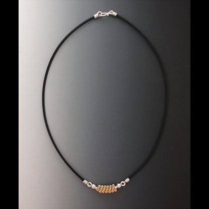 Silver and Gold Leather Necklace, nksg-107 full view