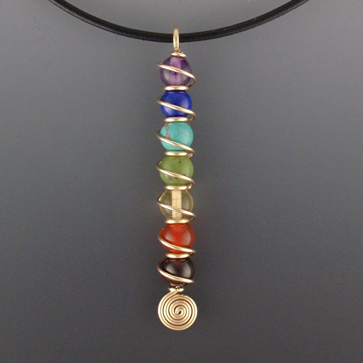 Chakra Necklace With Gold Filled Chain Bracelet 7 Chakra 