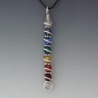 7 Chakra Crystals Pendant in Silver, pds-195