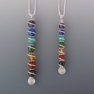 7 Chakra Stone Pendant in Silver, pds-207