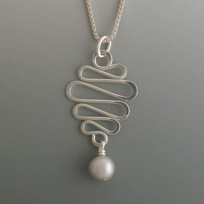 Gray Pearl Wave Pendant, pds-249