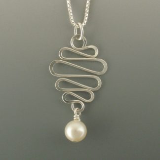 White Pearl Wave Pendant, pds-249