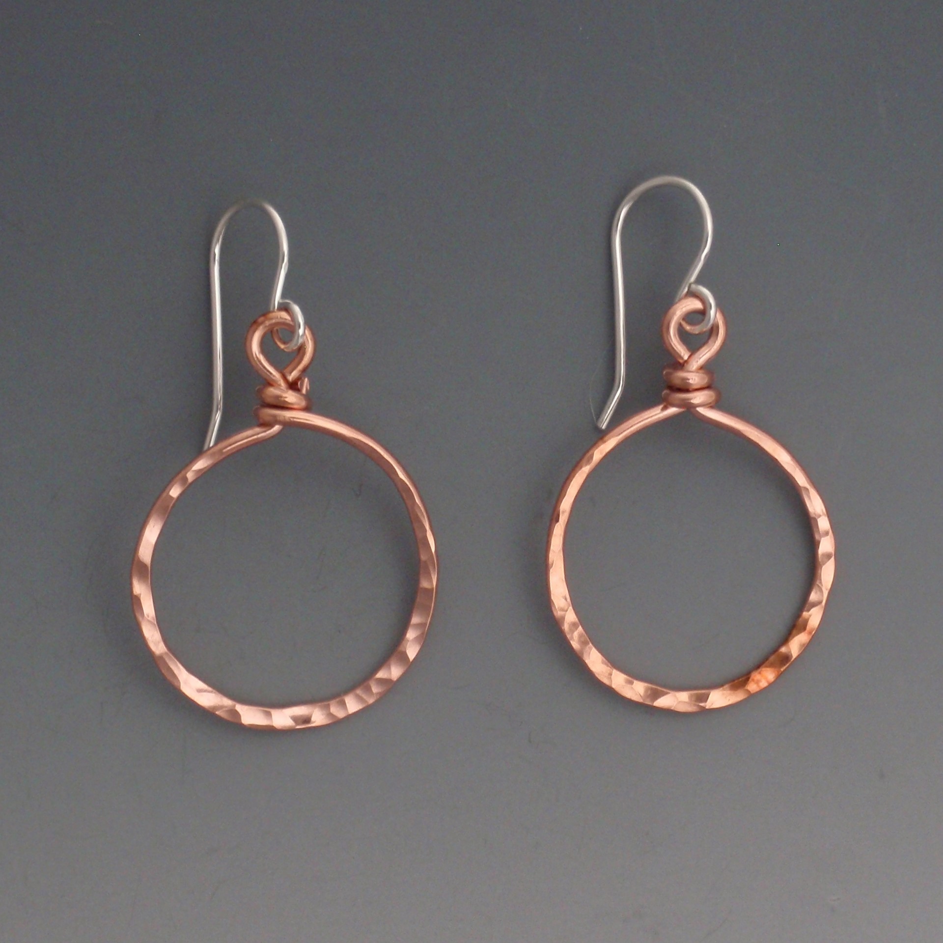 Textured Hoop Earrings in Silver, Copper, or Gold