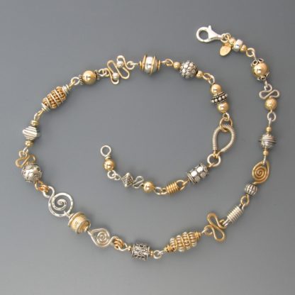 Silver Gold Necklace, nksg-109