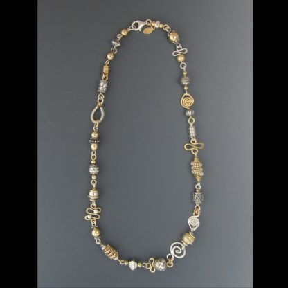 Silver Gold Necklace, nksg-109