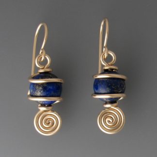 Lapis gold Earrings, erg-788_lapis