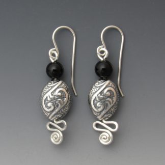 black onyx earrings, ers-778