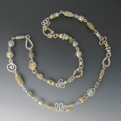 Silver and Gold Necklace, nksg-109