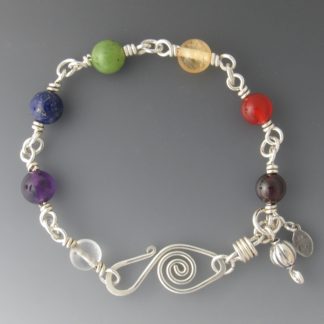 Chakra Stones Silver Leather Necklace
