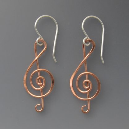 Copper Treble Clef Earrings, erc-408