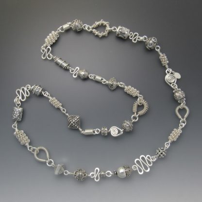 Long Silver Necklace, nks-101-26