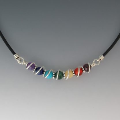 Chakra Stones Necklace with Leather