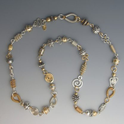 Silver and Gold Necklace, nksg-109-25in