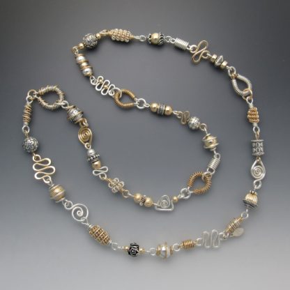 Long Silver and Gold Necklace, nksg-109-26