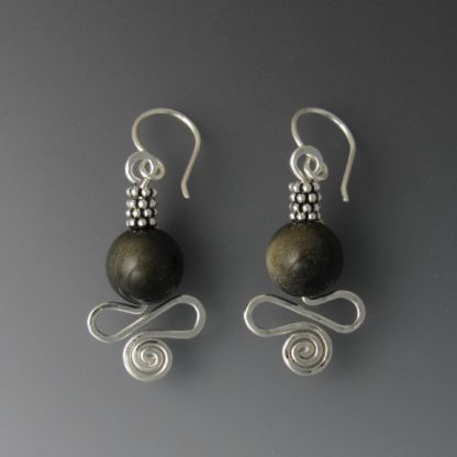 Gold Sheen Obsidian Earrings, ers-834